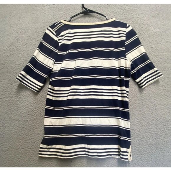 J Crew Women’s Short Sleeve Striped Short Small  Blue White T Shirt - Picture 5 of 7